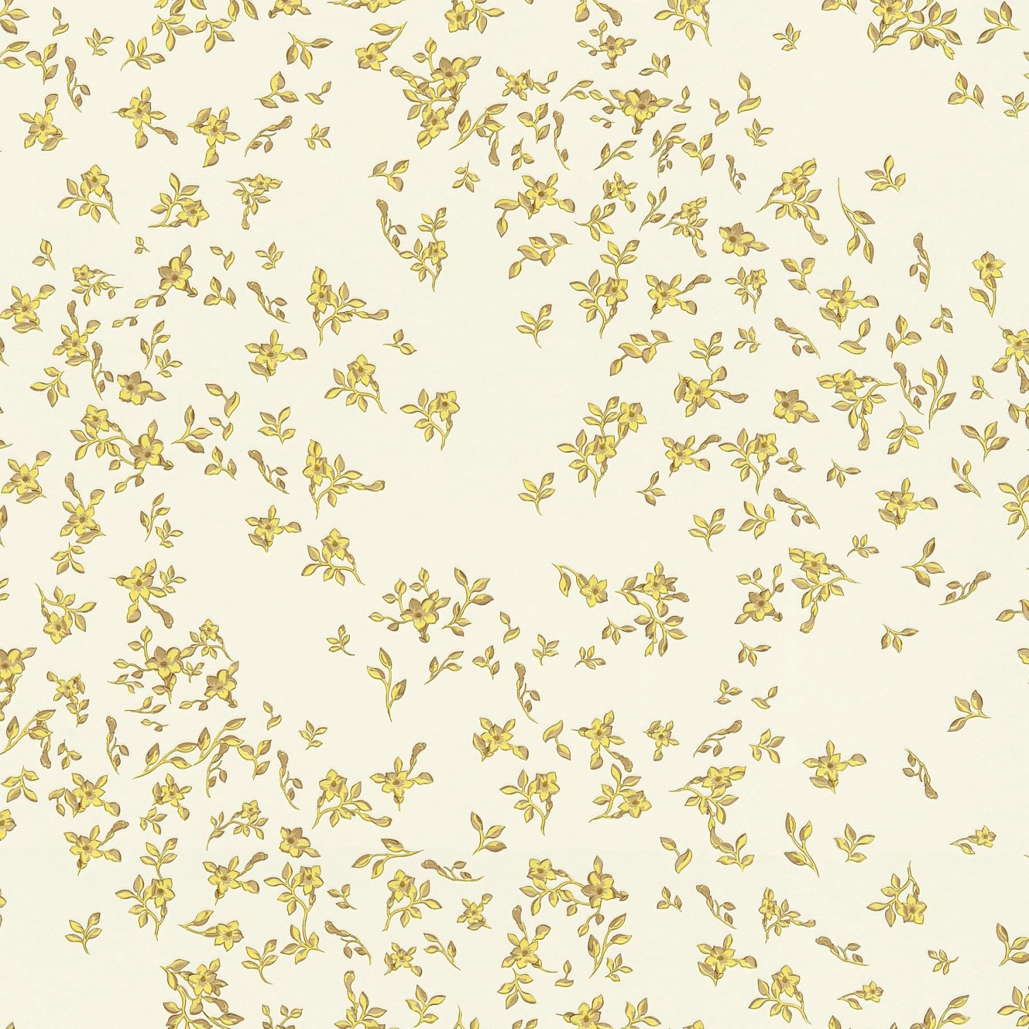 Bricoflor Creme Tapete mit Blümchen im Landhausstil Blumentapete in Weiß und Gold für Badezimmer und Schlafzimmer Edle Vliestapete im Floralen Stil