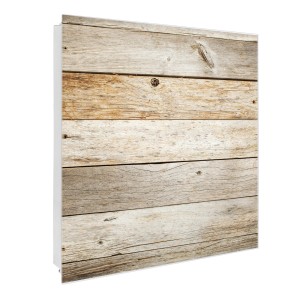 Banjado Schlüsselkasten mit Glasfront, 30x30cm, Motiv Graues Holz, 50 Haken.