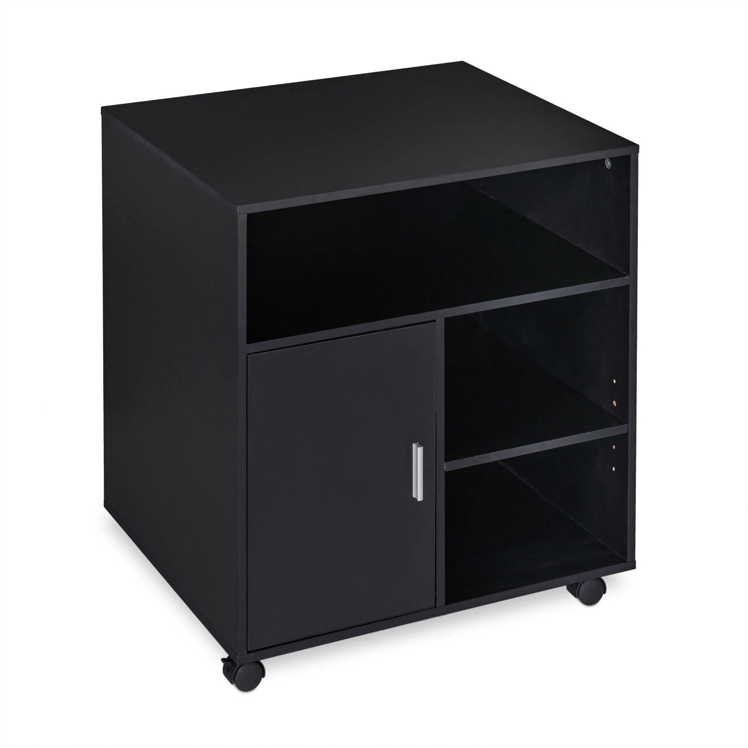 Relaxdays Rollcontainer Spanplatte Kunststoff Schwarz mit Rollen 66,5 cm x 60 cm x 50 cm