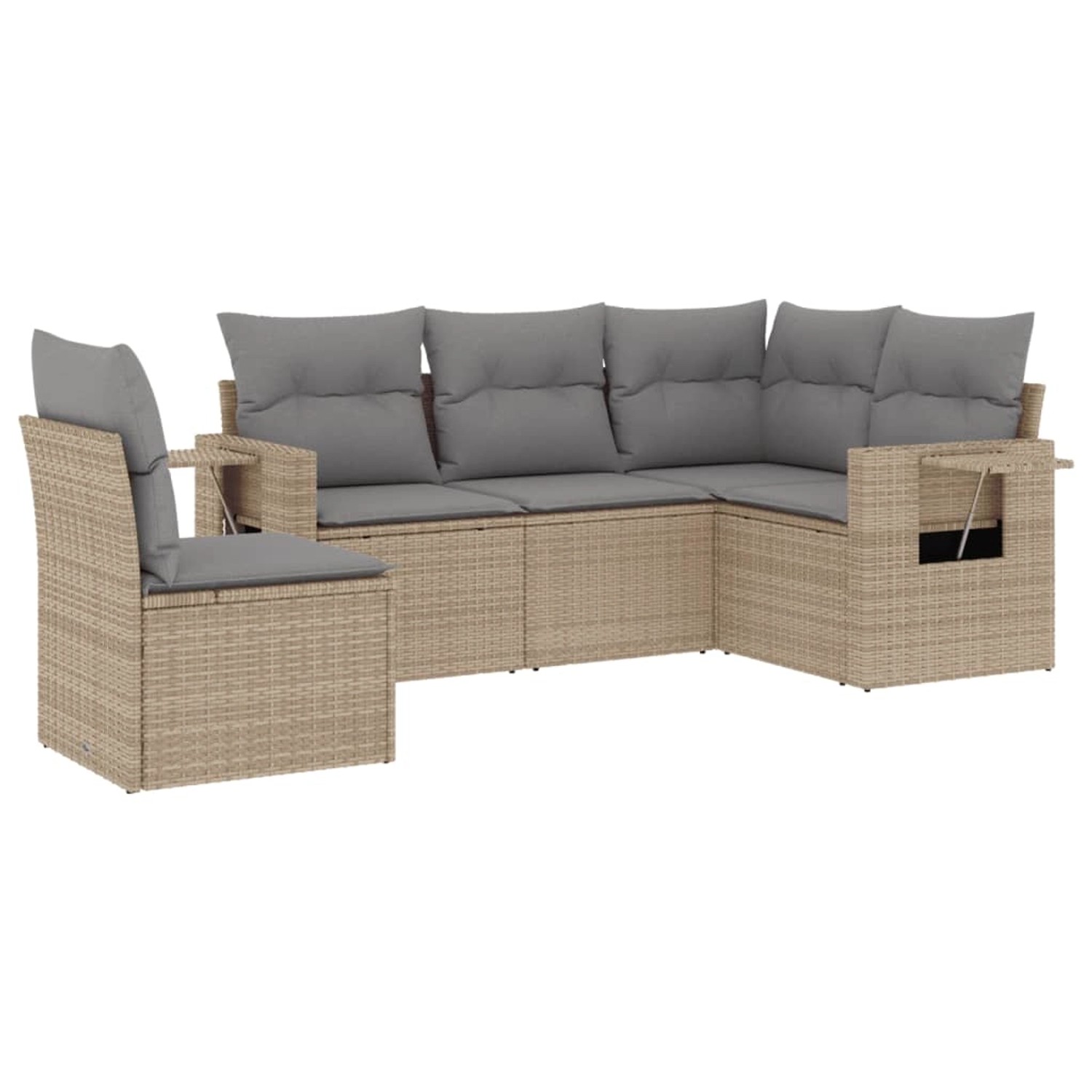 vidaXL 5-Tlg Garten-Sofagarnitur mit Kissen Beige Poly Rattan 3220168 günstig online kaufen