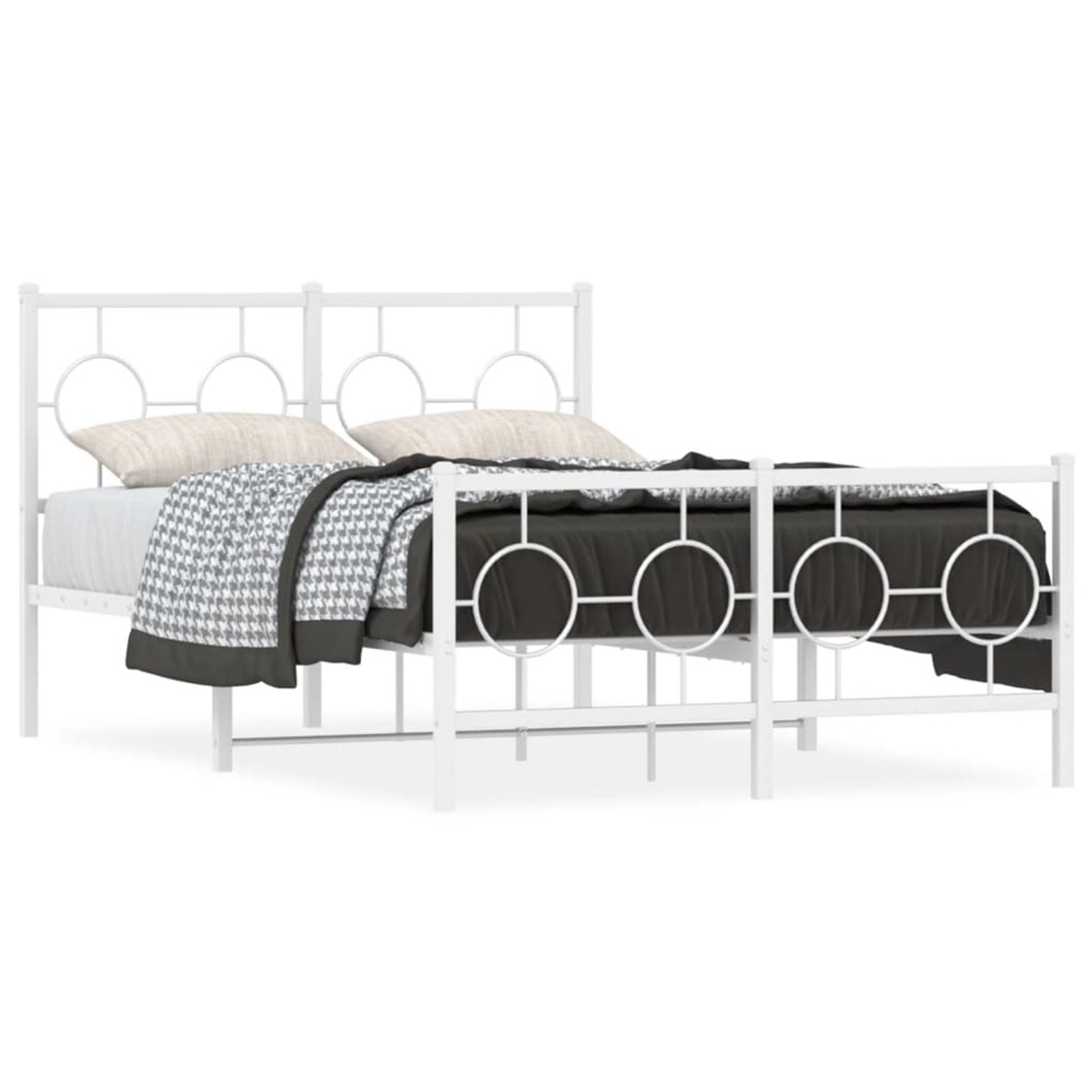 vidaXL Bettgestell mit Kopf- und Fußteil Metall Weiß 120x200 cm 376291 günstig online kaufen