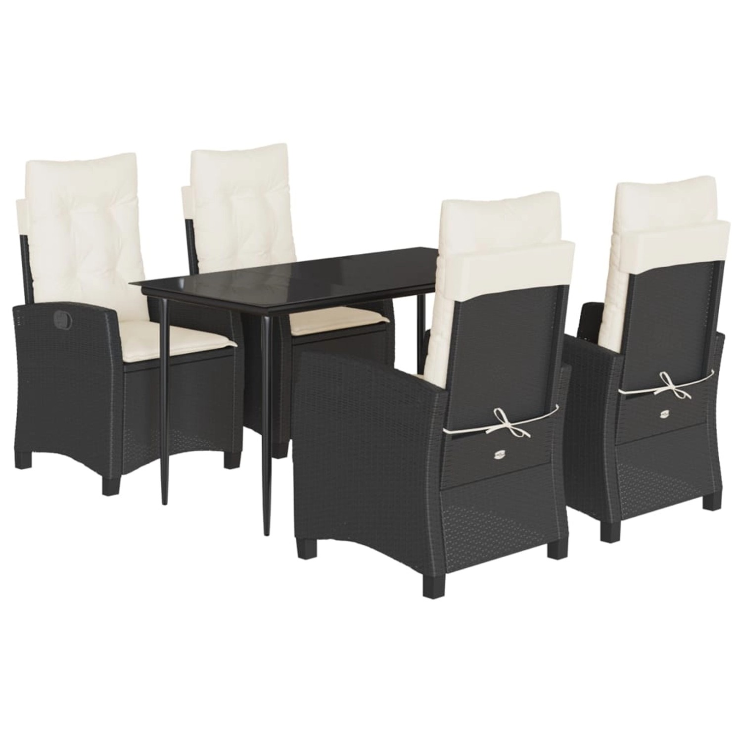 vidaXL 5-Tlg Garten-Essgruppe mit Kissen Schwarz Poly Rattan 3212725 günstig online kaufen