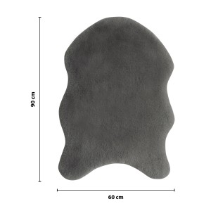 Anthrazitfarbener Kunstfell-Teppich, 60x90 cm, mit weichem Flor. Ideal für Wohnräume.