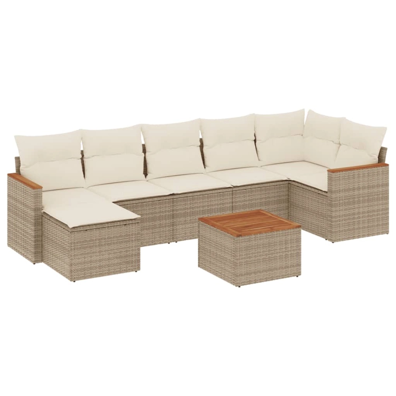 vidaXL 8-Tlg Garten-Sofagarnitur mit Kissen Beige Poly Rattan 3258600 günstig online kaufen