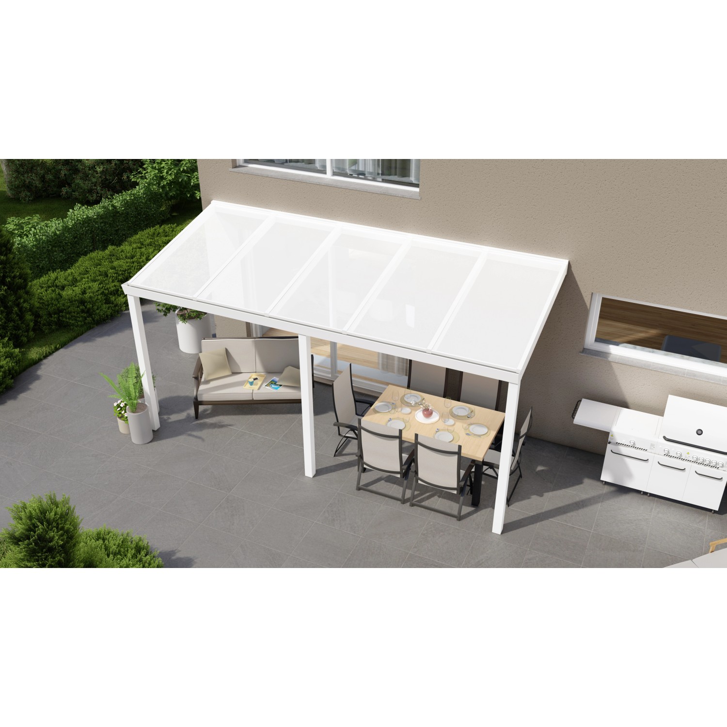 Terrassenüberdachung Professional 500 cm x 250 cm Weiß PC Opal günstig online kaufen