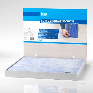 Knauf Butyl-Dichtmanschette, selbstklebend, für Bodenabläufe und Rohrdurchführungen, 15 Stück.