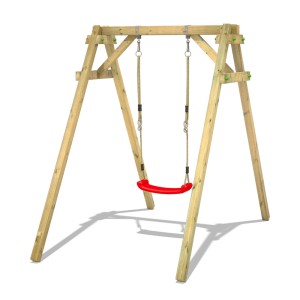 Wickey Schaukel Smart One Rot aus Holz mit rotem Schaukelsitz für den Garten.