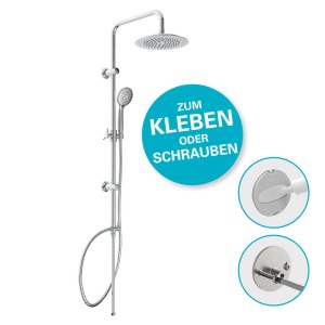 Eisl Überkopfbrause-Set Chrom zum Kleben oder Schrauben, mit Kopf- und Handbrause.