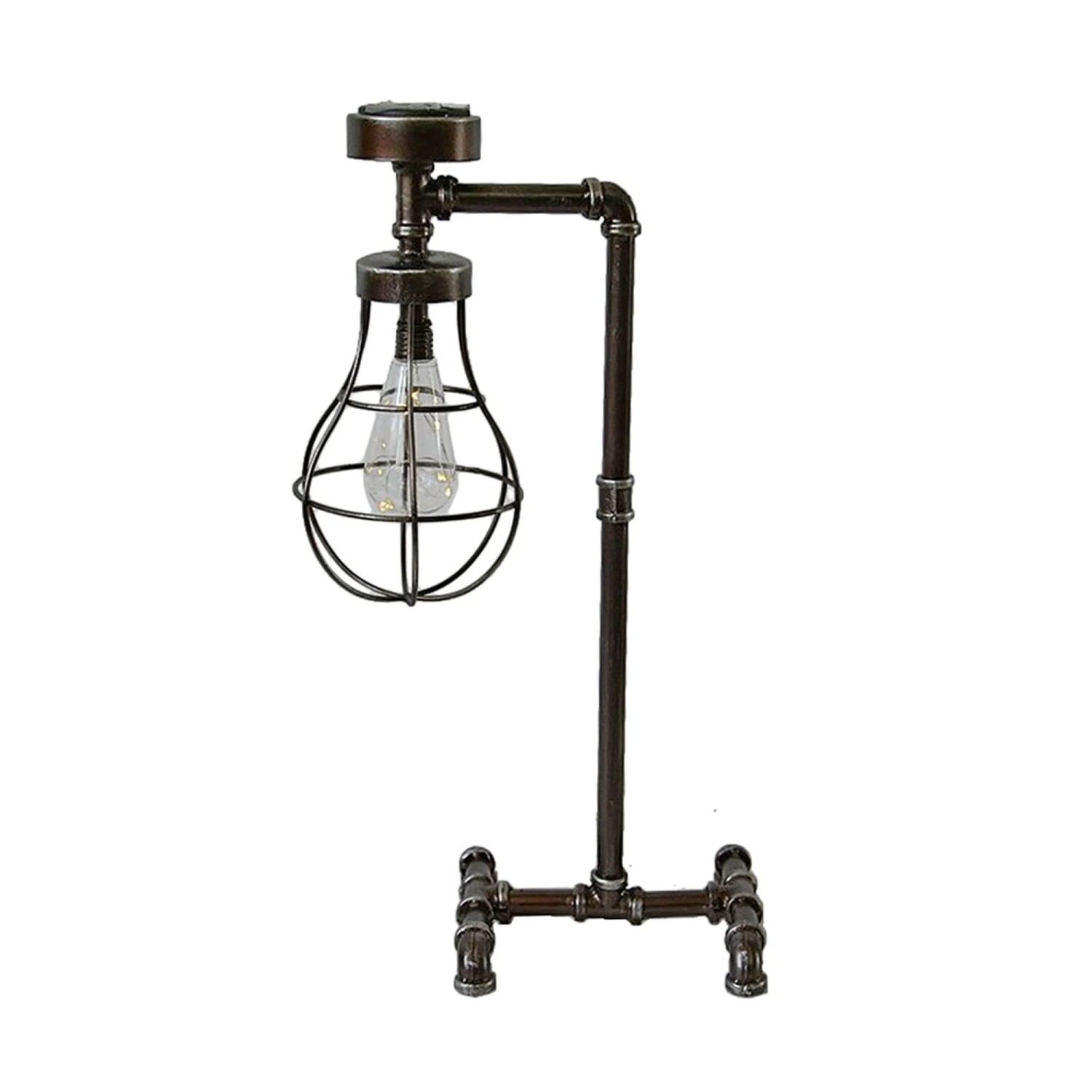 DELUKE Solar-Stehlampe TURIN Stahl Braun 59x22x33cm Gartenlampe Tischlampe Outdoor Leuchte