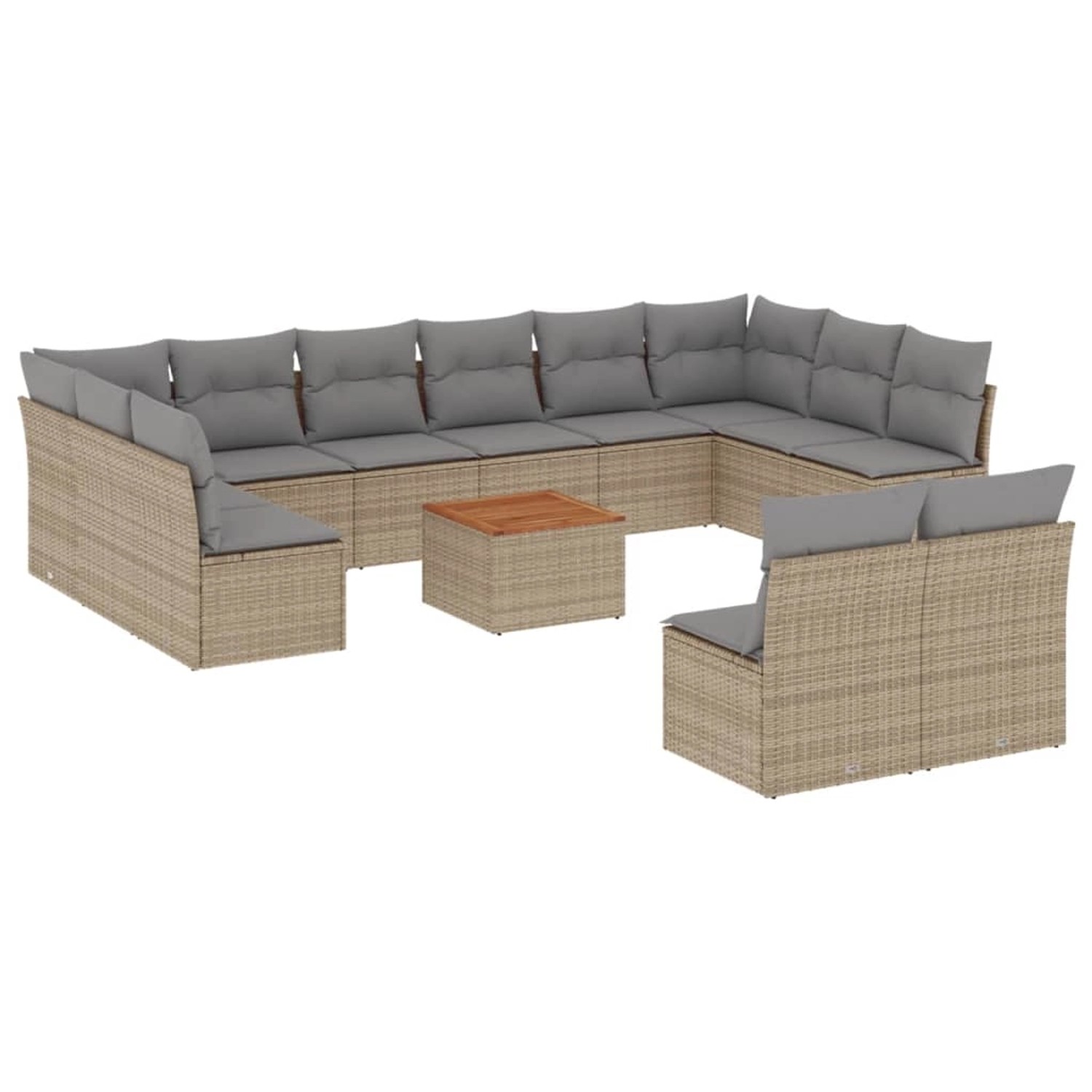 vidaXL 13-Tlg Garten-Sofagarnitur mit Kissen Beige Poly Rattan 3256227 günstig online kaufen