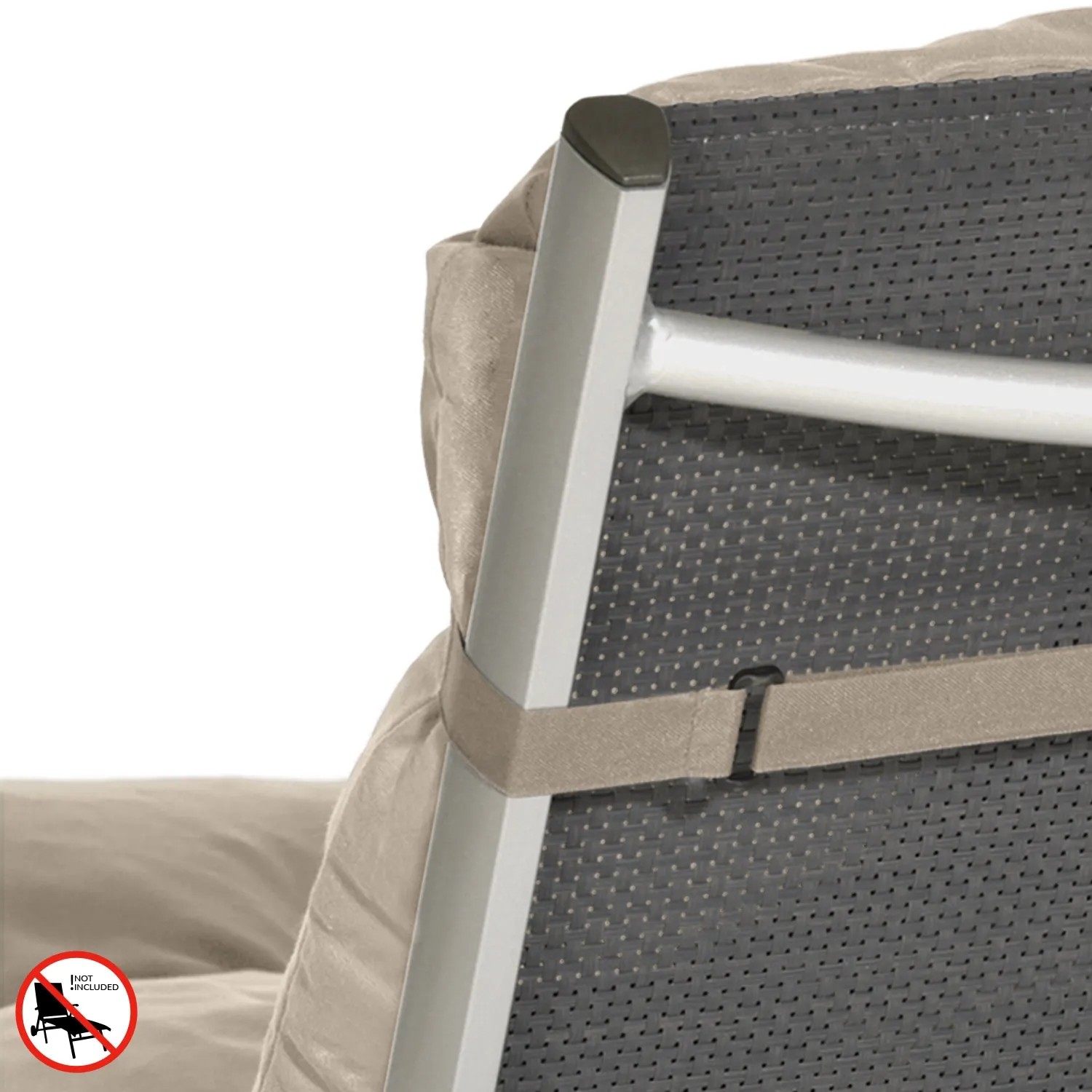 Beautissu Flair RL Rollliegenauflage Natur, Detailansicht der Befestigung am Liegestuhl.