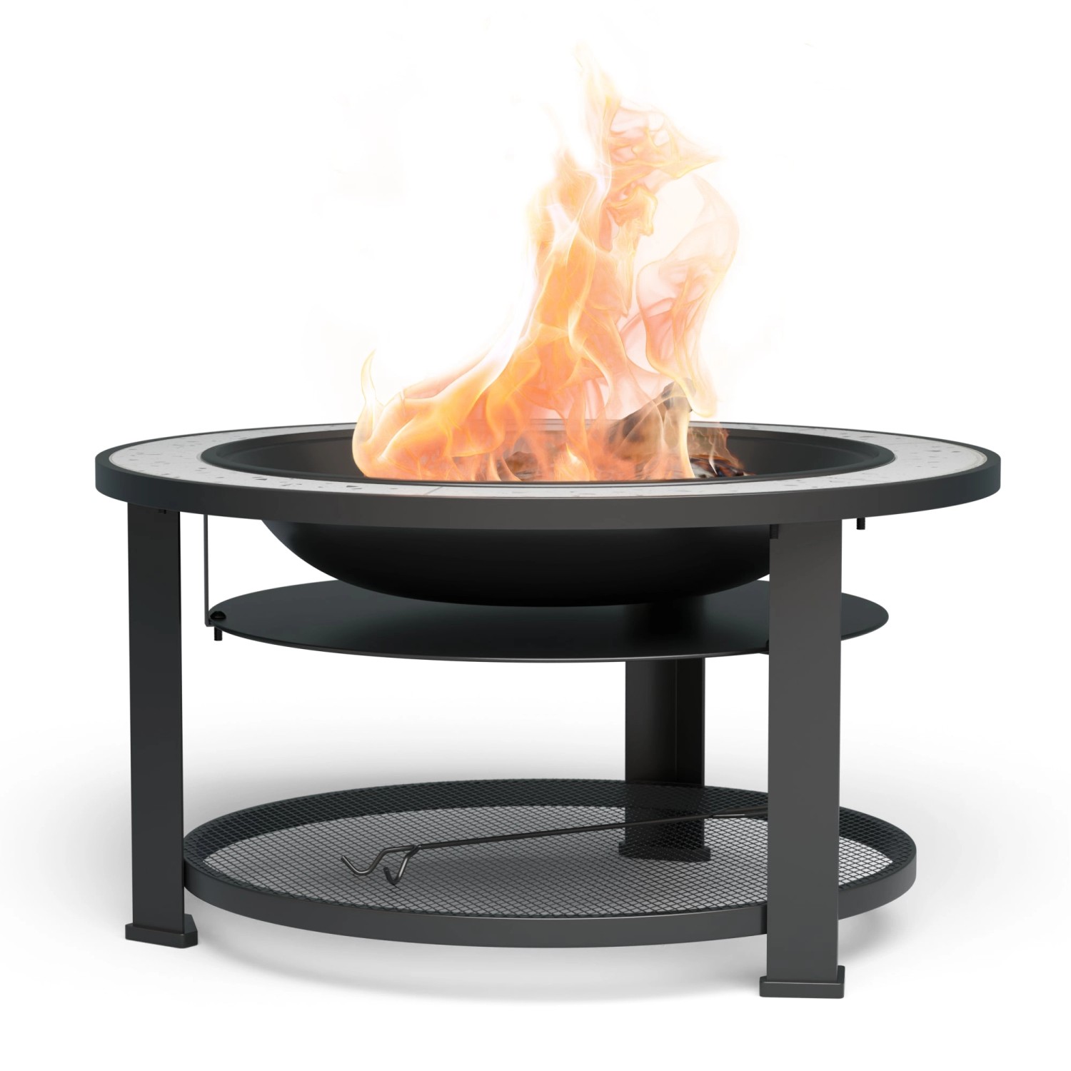 Blumfeldt Merano Circolo 3-in-1-Feuerschale mit Grillfunktion als Tisch Nut günstig online kaufen