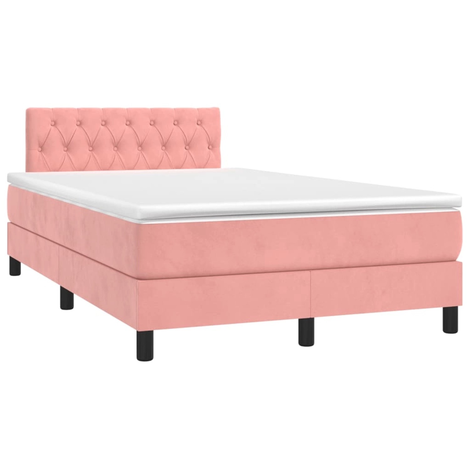 vidaXL Boxspringbett mit Matratze & LED Rosa 120x190 cm Samt 3270176 günstig online kaufen