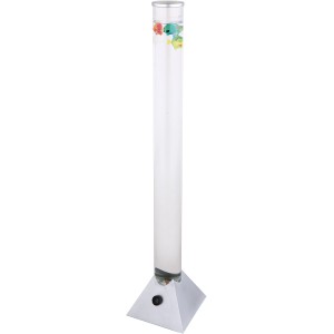 Silberne Globo LED Stehlampe Mendoza mit Wasser und bunten Fischen, 90cm hoch.