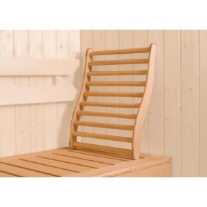 Weka Lendestütze aus Holz für Sauna, ergonomisch geformt für entspanntes Sitzen.