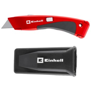 Einhell Teppichmesser mit PH1 Bit, rotes Gehäuse und schwarze Schutzhülle.