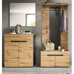 Inn.Furn Garderoben-Set 4-teilig in Eiche und Grau 175 cm Cooper
