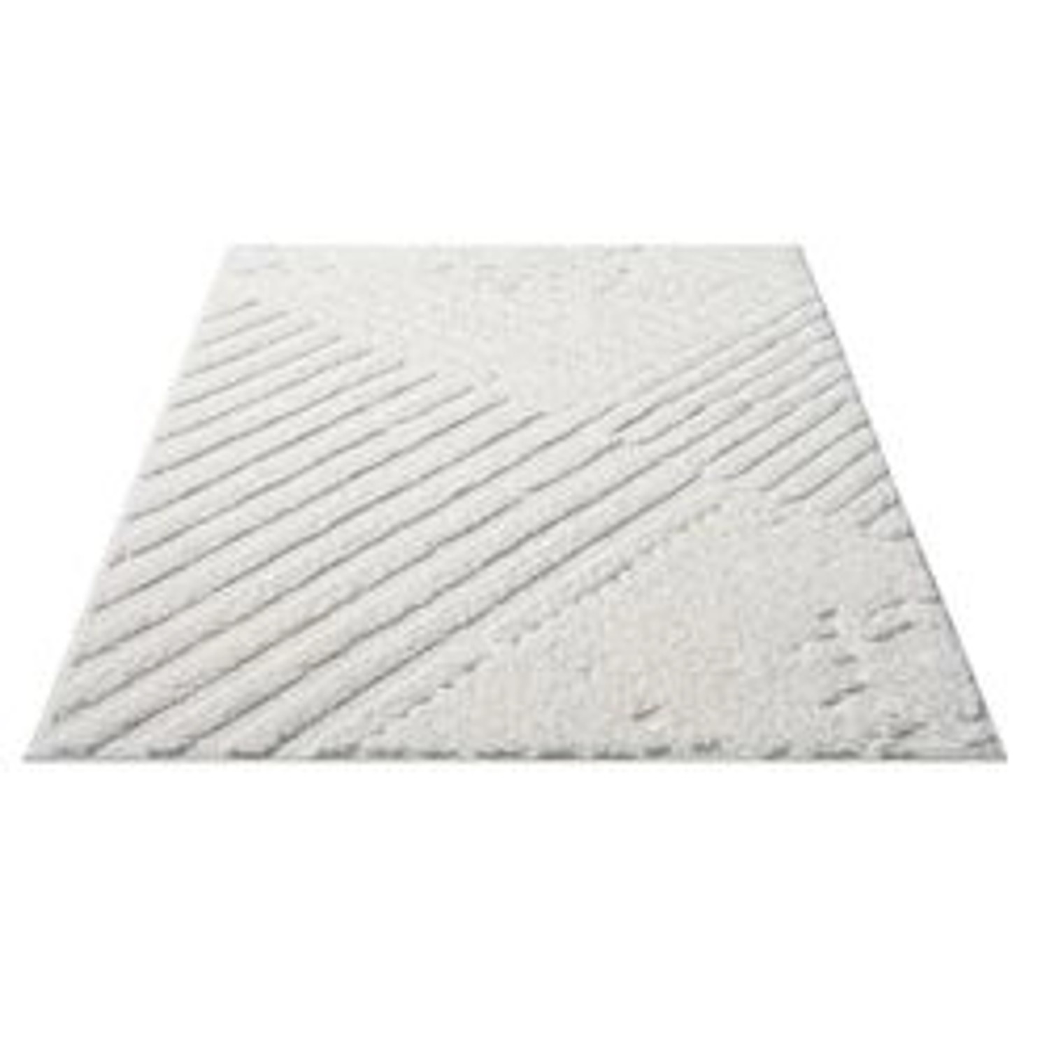 payé Teppich Nara-749 Hochflor 80x150 cm Pastell-Creme Rautenmuster günstig online kaufen