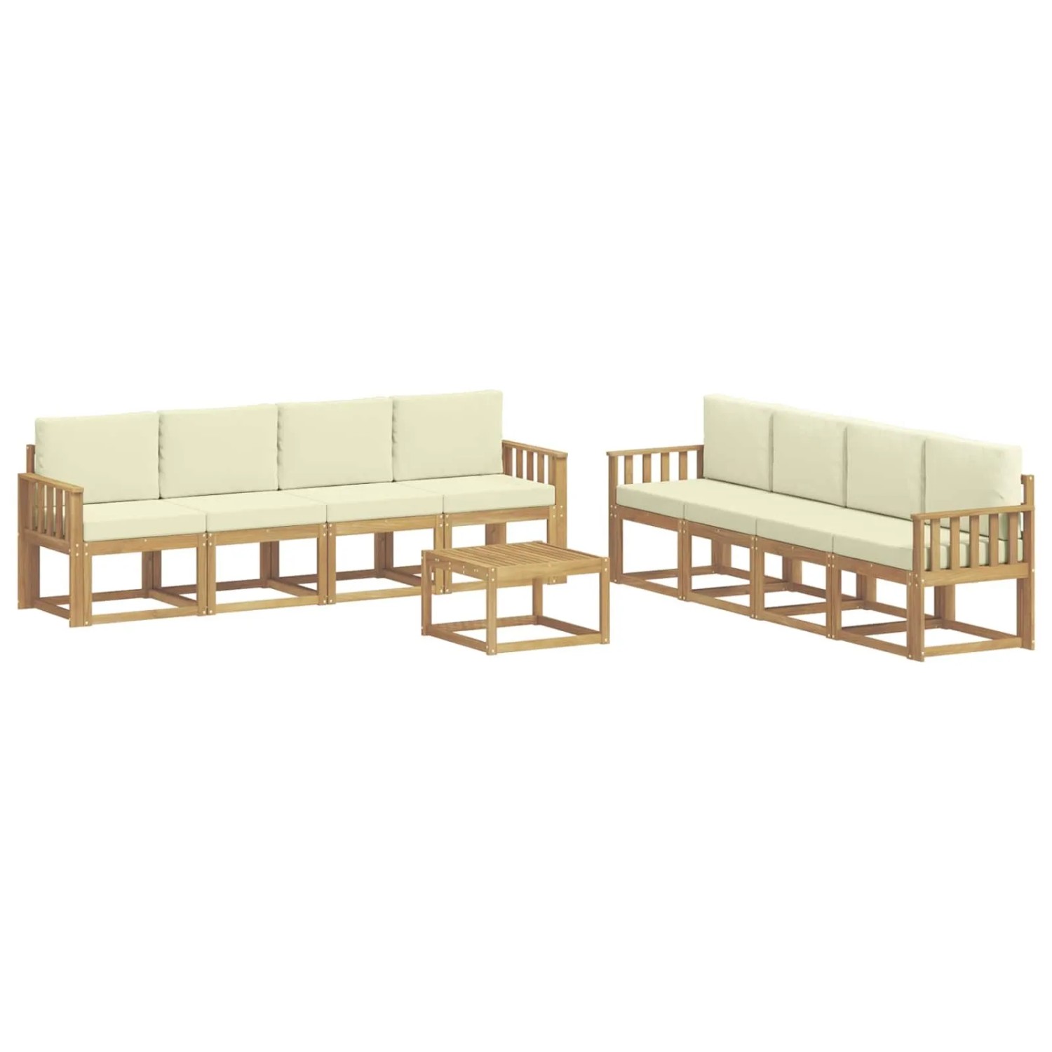 vidaXL Outdoor-Sofagarnitur mit Kissen 9-Tlg Weiß und Creme 3387414