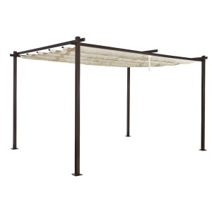 Jet-Line Gartenpavillon Luxor Light, 3x4 m, anthrazit/beige mit Schiebedach.