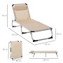Beige Outsunny Gartenliege mit Kopfkissen, klappbar und ergonomisch.