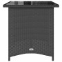 Schwarzer vidaXL Gartentisch mit Glasplatte, Poly Rattan, 110x68x70 cm.