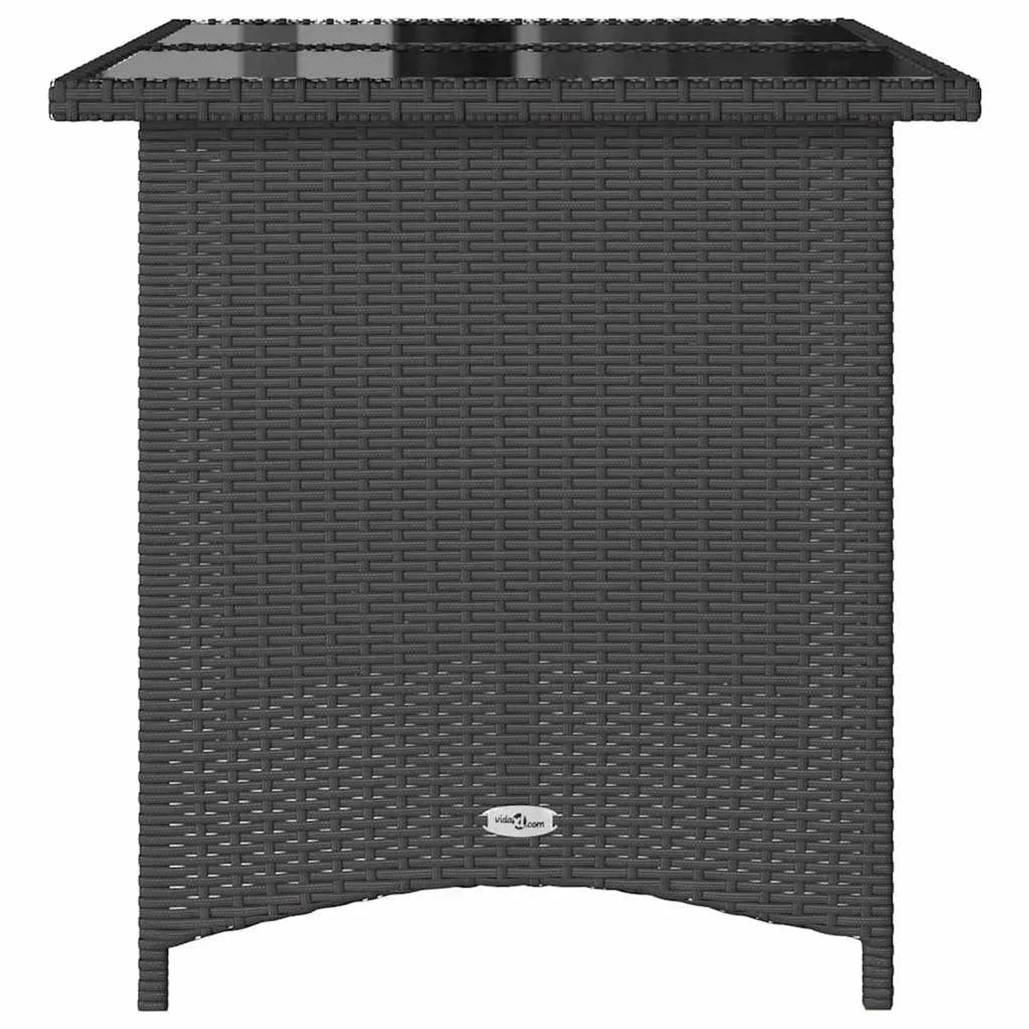 Schwarzer vidaXL Gartentisch mit Glasplatte, Poly Rattan, 110x68x70 cm.