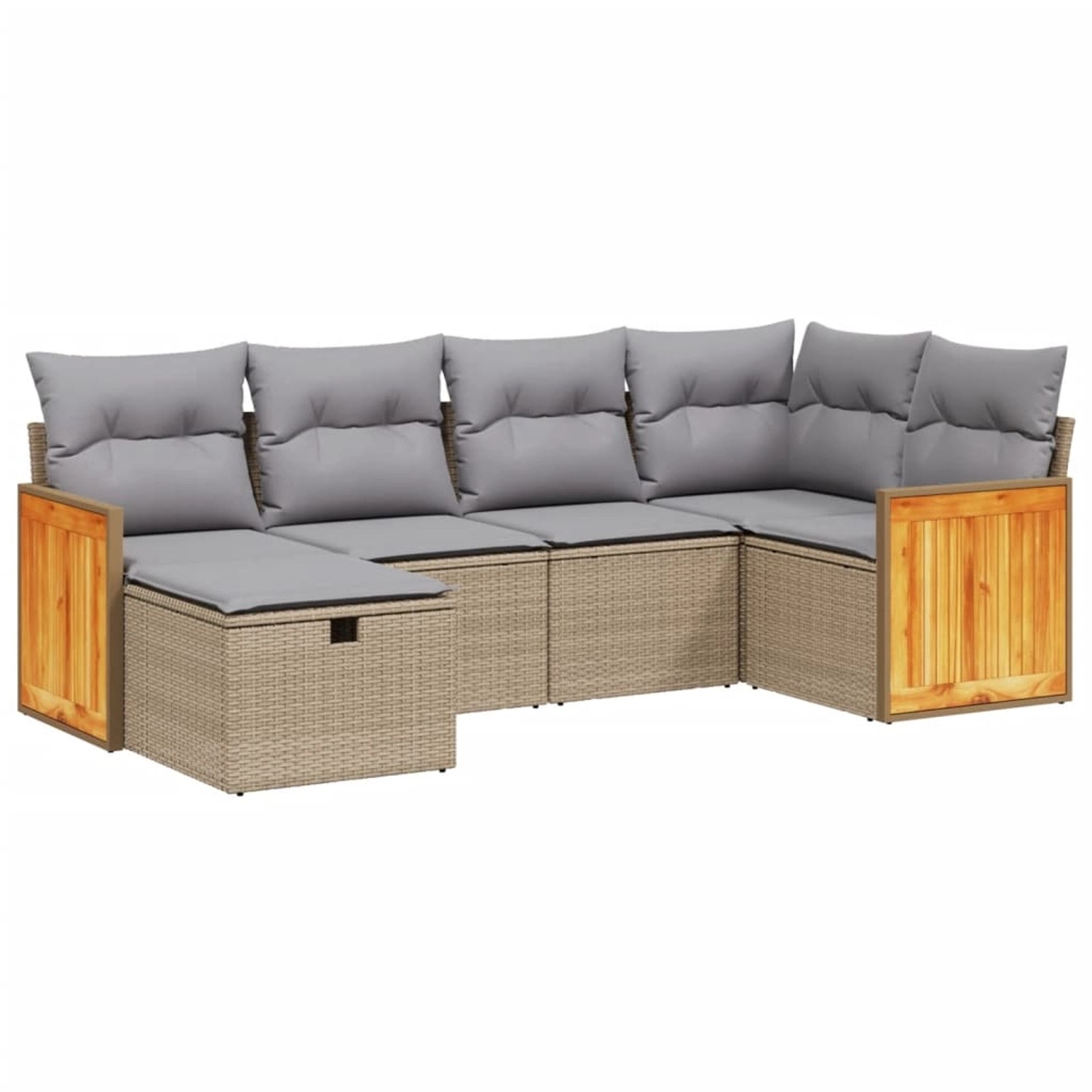 vidaXL 6-tlg Garten-Sofagarnitur mit Kissen Beige Poly Rattan Modell 232 günstig online kaufen