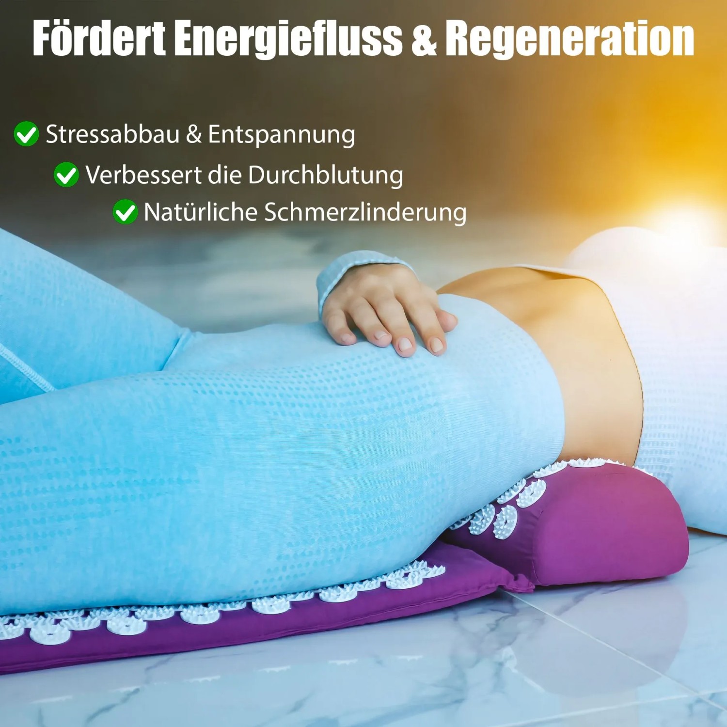 BigDean Akupressurmatte Mit Kissen Und Hülle Massagematte Zur Entspannung Lila_4