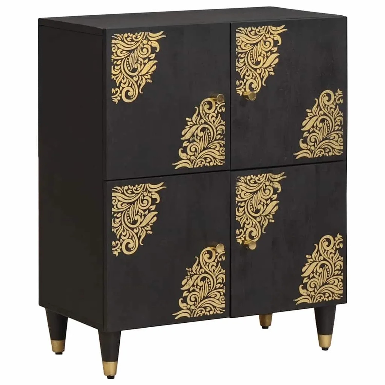 vidaXL Sideboard mit Regal Schwarz 60 x 33 x 75 cm Massivholz Mango 4018834