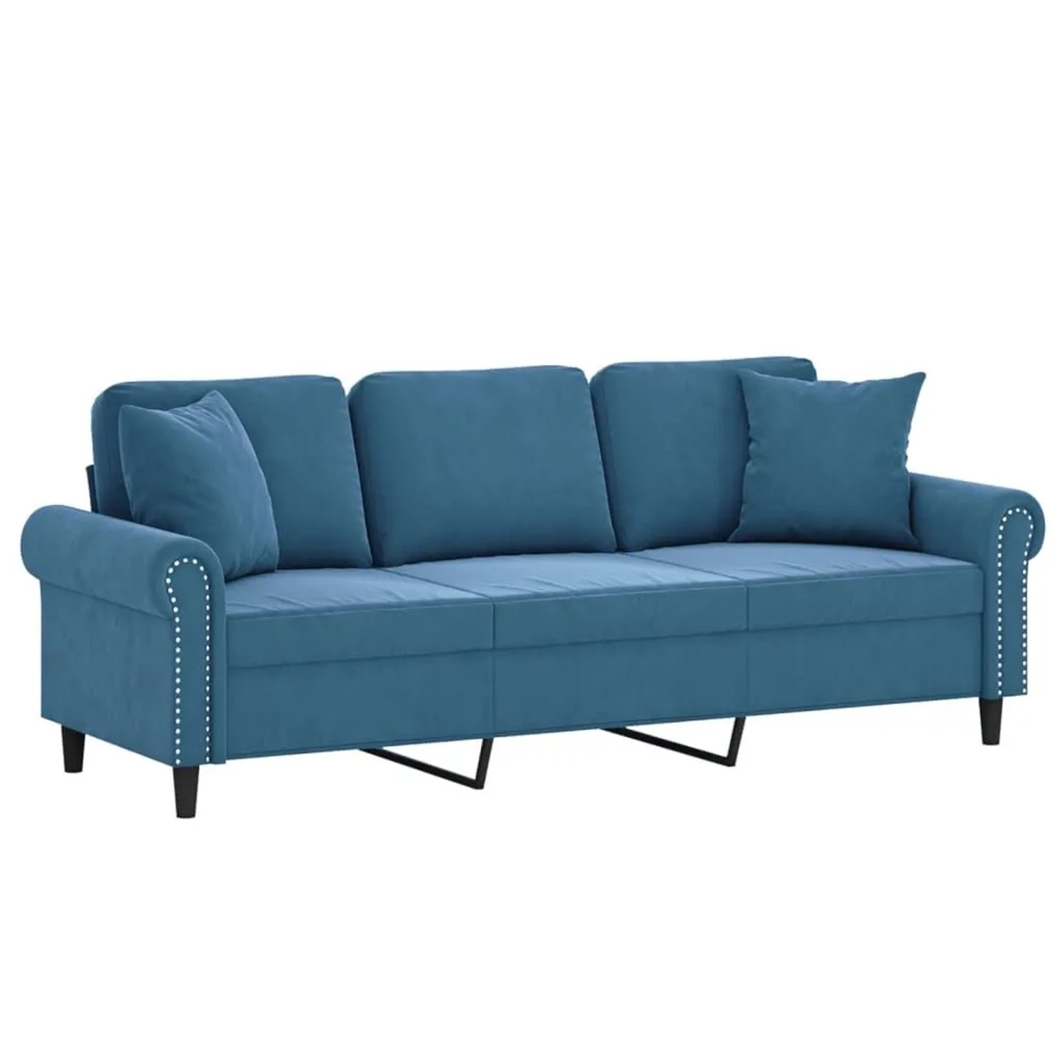 vidaXL 3-Sitzer-Sofa mit Zierkissen Blau 180 cm Samt 3200964