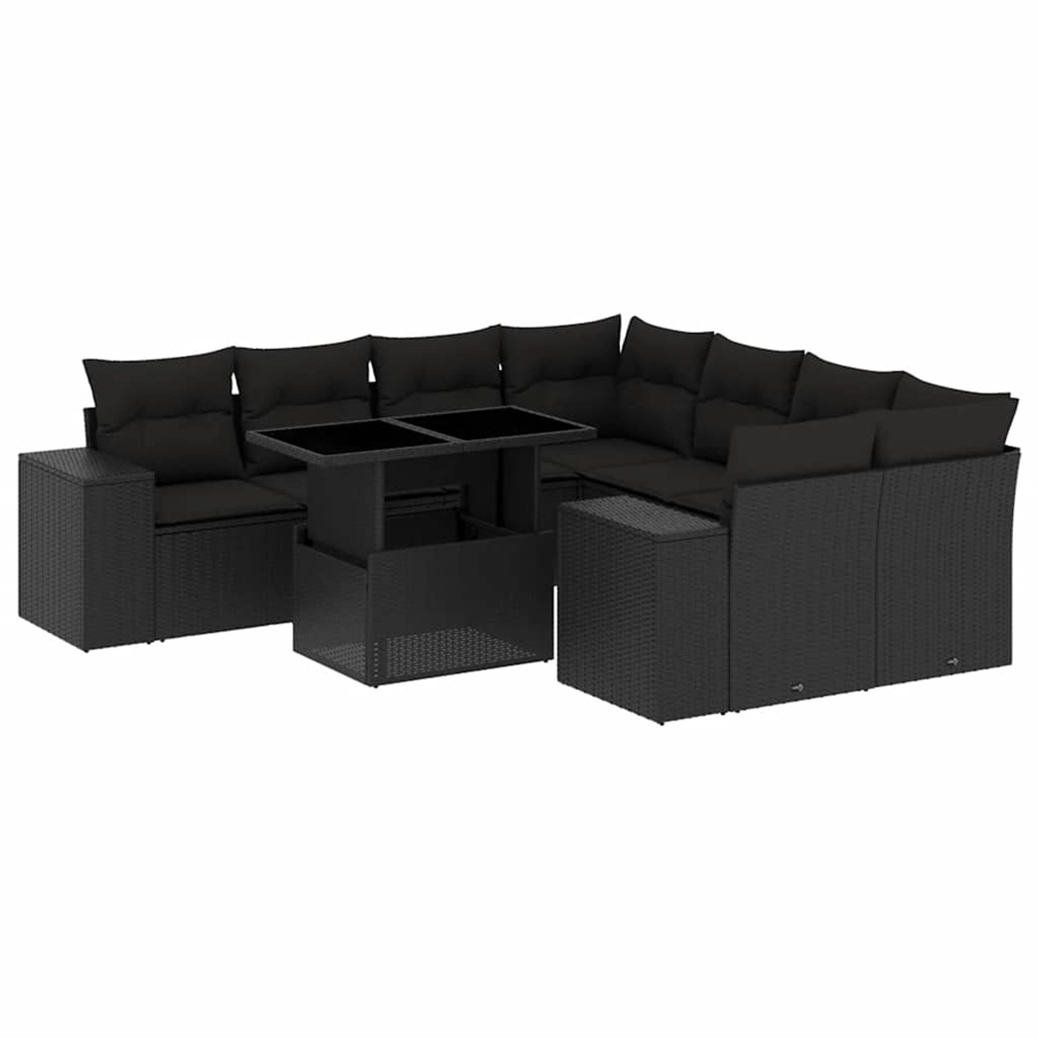 vidaXL 9-Tlg Garten-Sofagarnitur mit Kissen Schwarz Poly Rattan 3269055 günstig online kaufen
