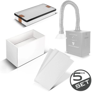 STAHLWERK Filterset für Rauchabsaugung FE 300 ST mit 3 Vorfiltern, HEPA H13 und Aktivkohlefilter.