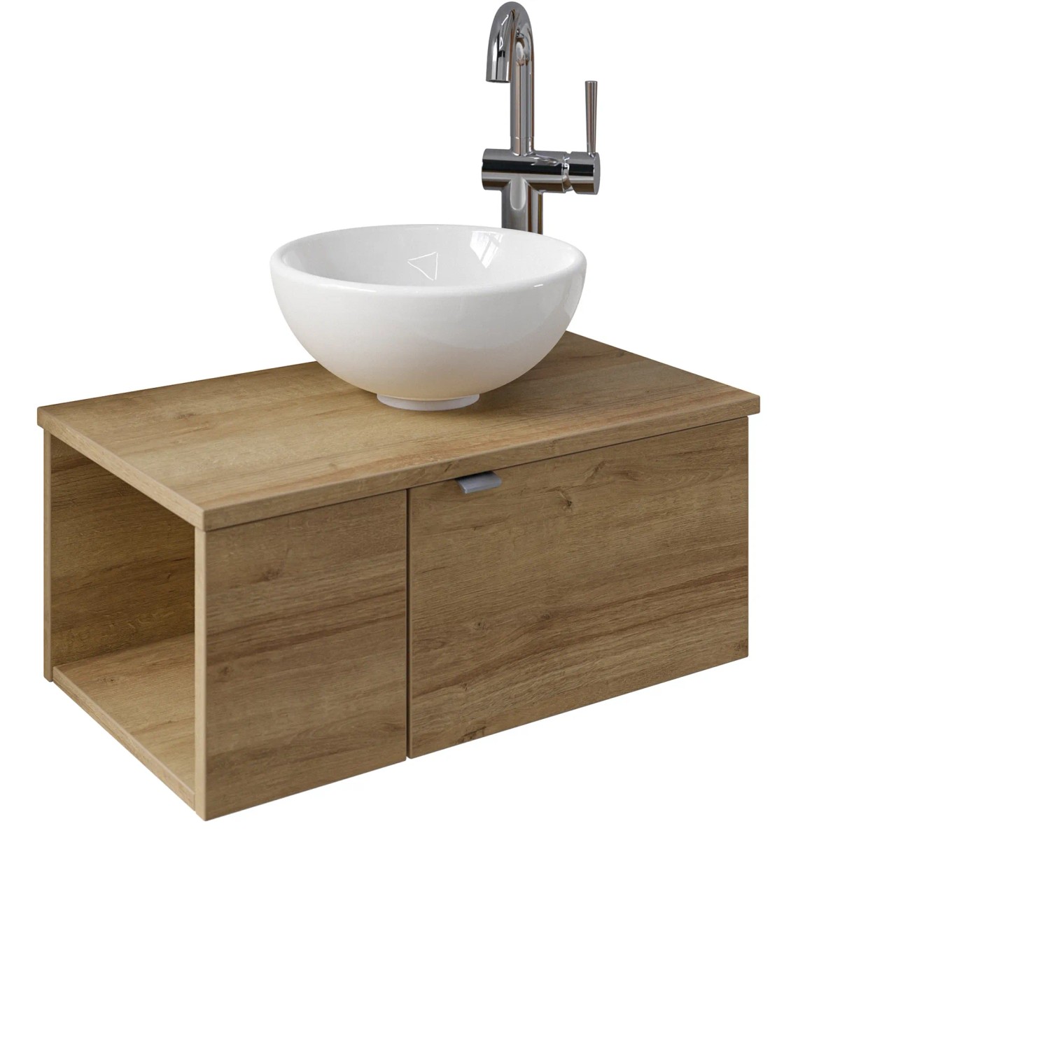 Pelipal Waschtisch-Set Serie 6915 Riviera Eiche mit Aufsatzbecken und 2 Türen, 61 cm.