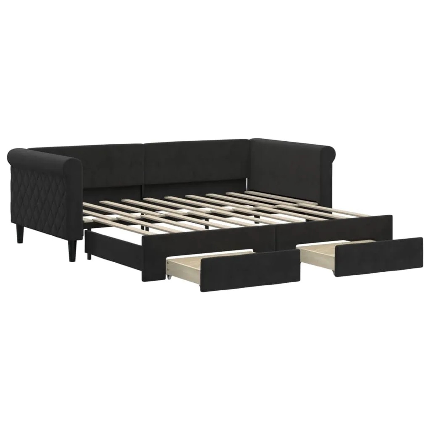 vidaXL Tagesbett Ausziehbar mit Schubladen Schwarz 90x190 cm Samt 3197834 günstig online kaufen