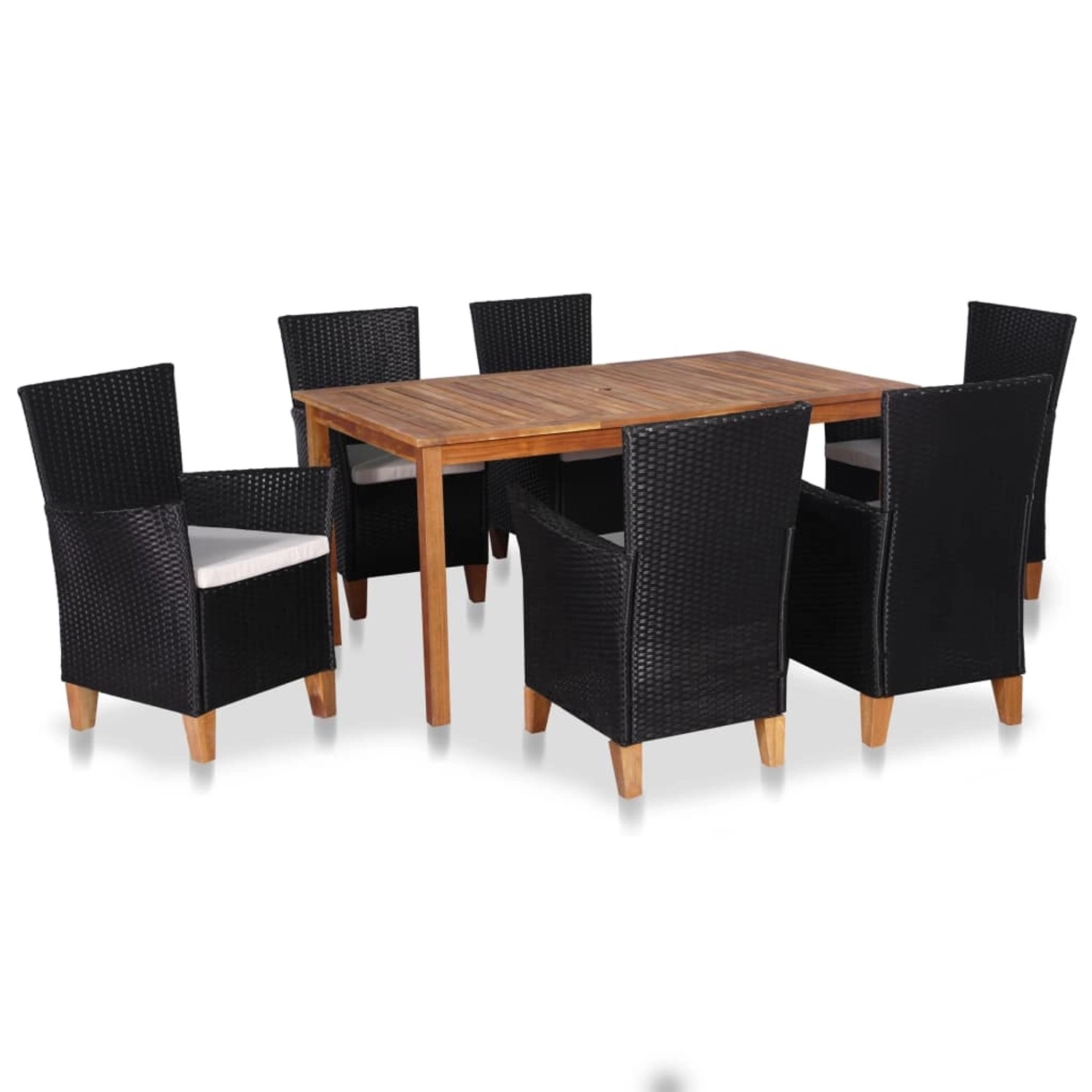 vidaXL 7-Tlg Garten-Essgruppe Poly Rattan Schwarz und Braun 44101