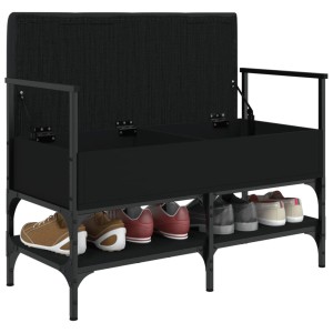 Schwarze vidaXL Schuhbank mit Sitzfläche und Stauraum für Schuhe.