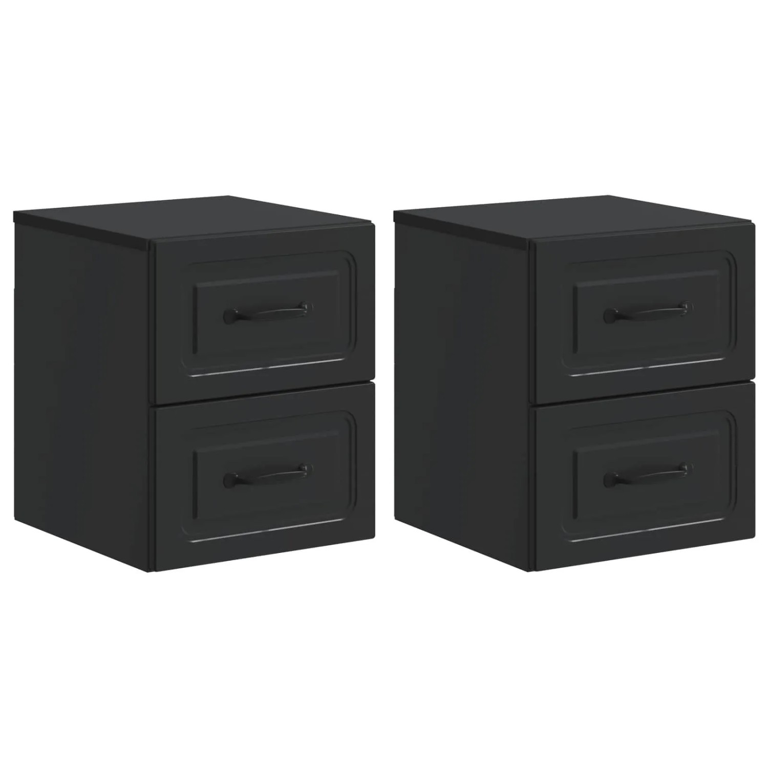 vidaXL Wandmontierter Nachttisch 2 Stk Schwarz 34,5 x 33 x 40 cm 899318