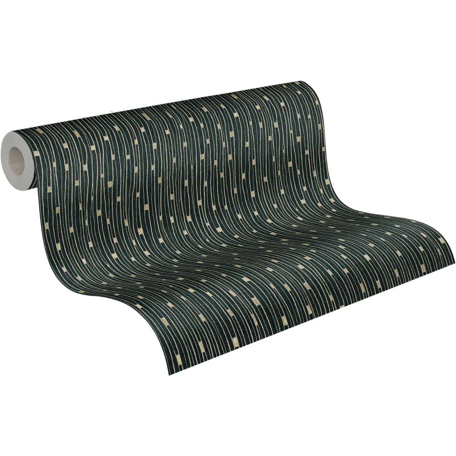 A.S. Création Vliestapete Linien in Schwarz und Gold auf Rolle. Dekorative Tapete mit modernem Design.