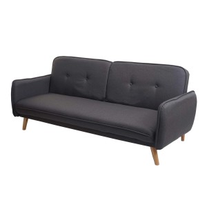 Anthrazit-graues MCW Schlafsofa J18 mit Holzfüßen. Verstellbare Rückenlehne, ideal als Gästebett.