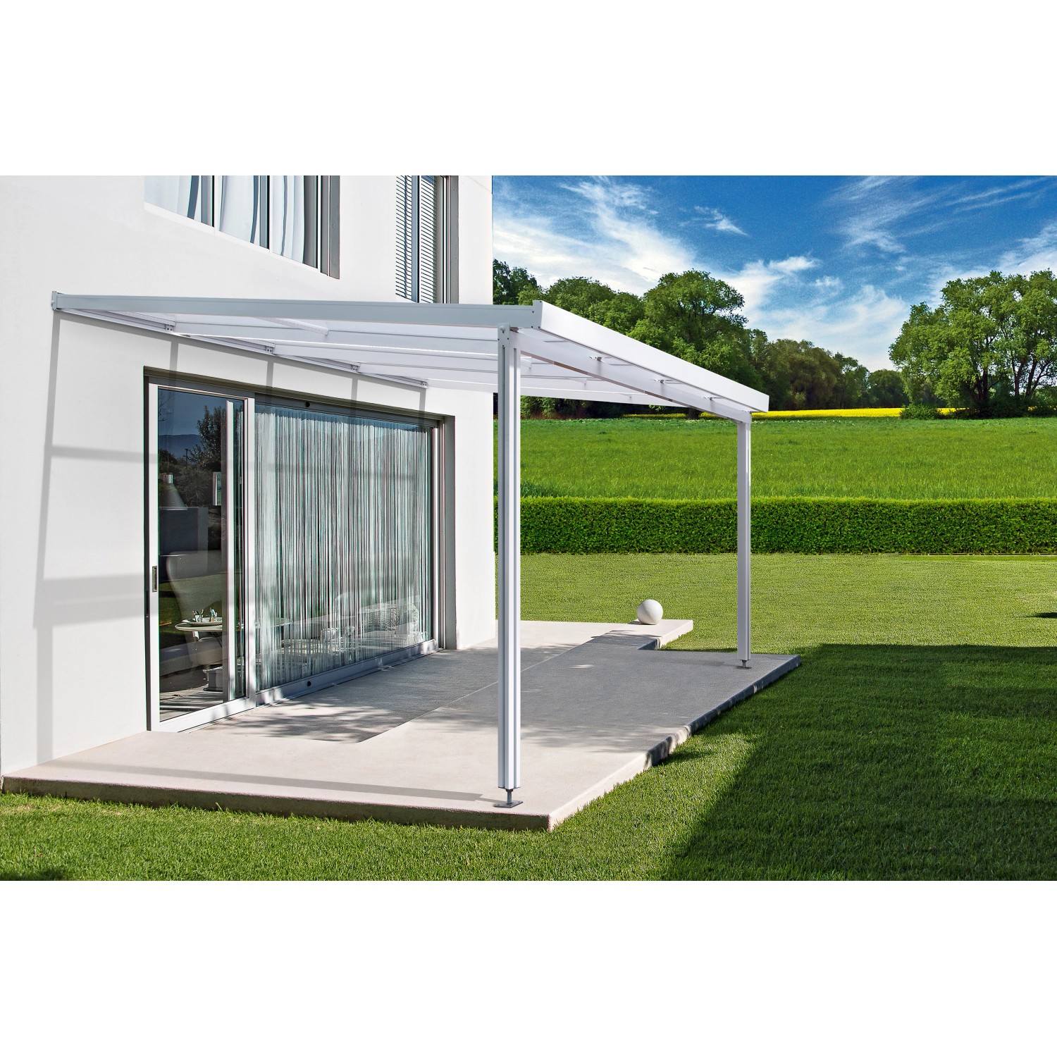 Terrassenüberdachung Premium (BxT) 410 cm x 406 cm Weiß Polycarbonat Klar