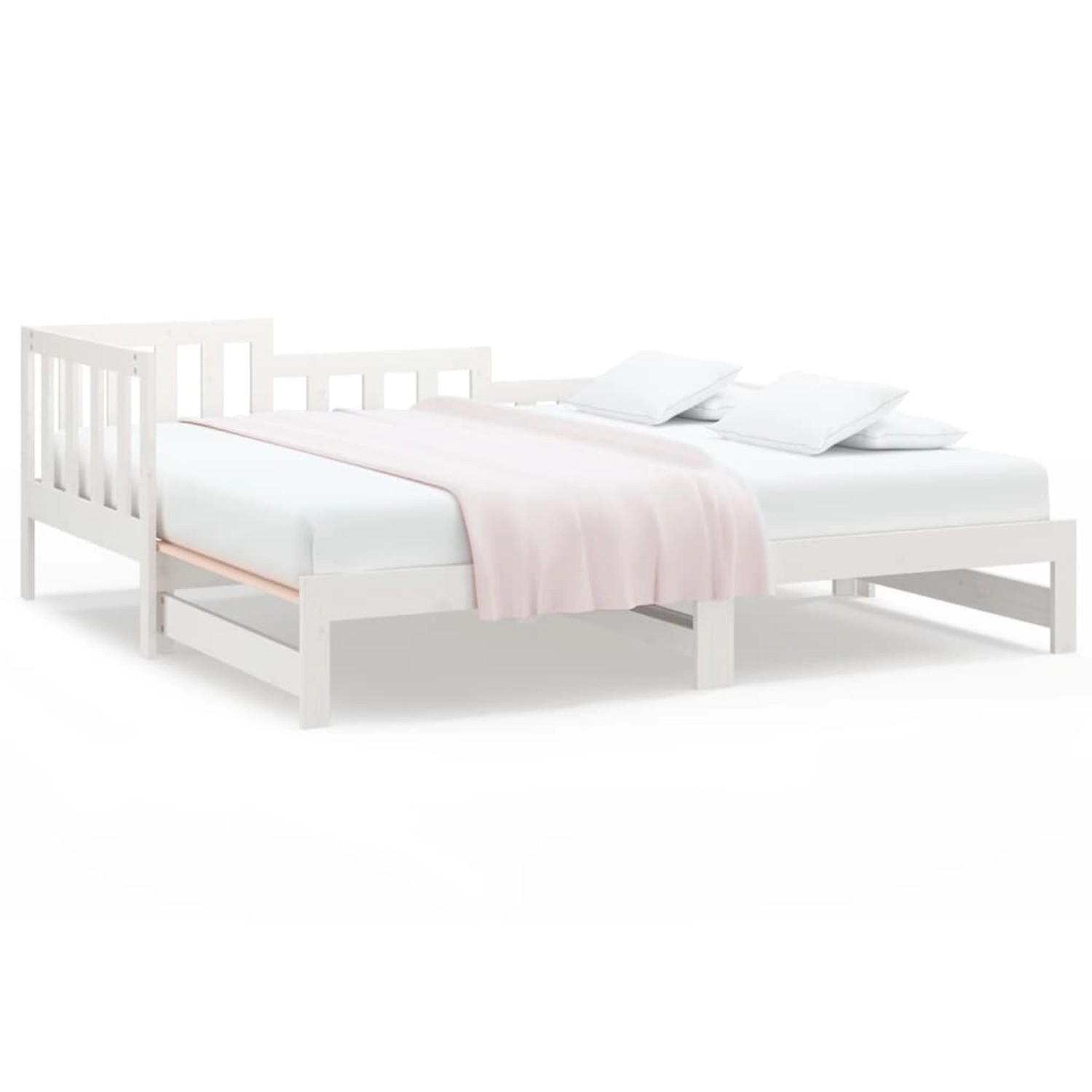 vidaXL Gästebett Gästebett Tagesbett Ausziehbar Weiß 2x80x200 cm Massivholz günstig online kaufen