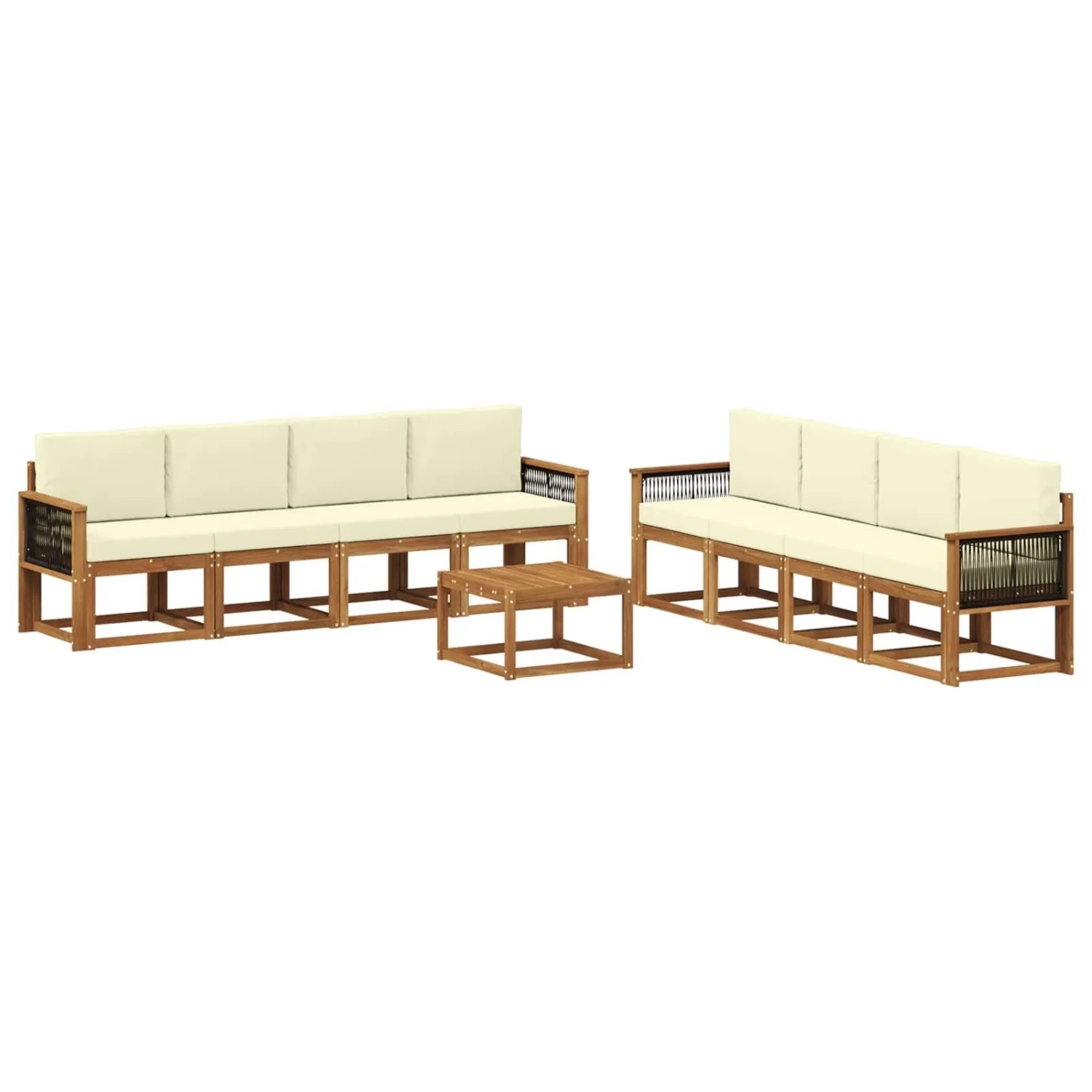 vidaXL Outdoor-Sofagarnitur mit Kissen 7 Stk Natur und Creme 3385091