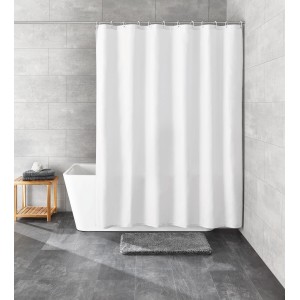 Schneeweißer Kleine Wolke Duschvorhang Kito, 180x200 cm, im Badezimmer.