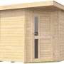 Weka Holz-Gartenhaus 229 mit Flachdach, unbehandelt, mit Tür und Fenster.