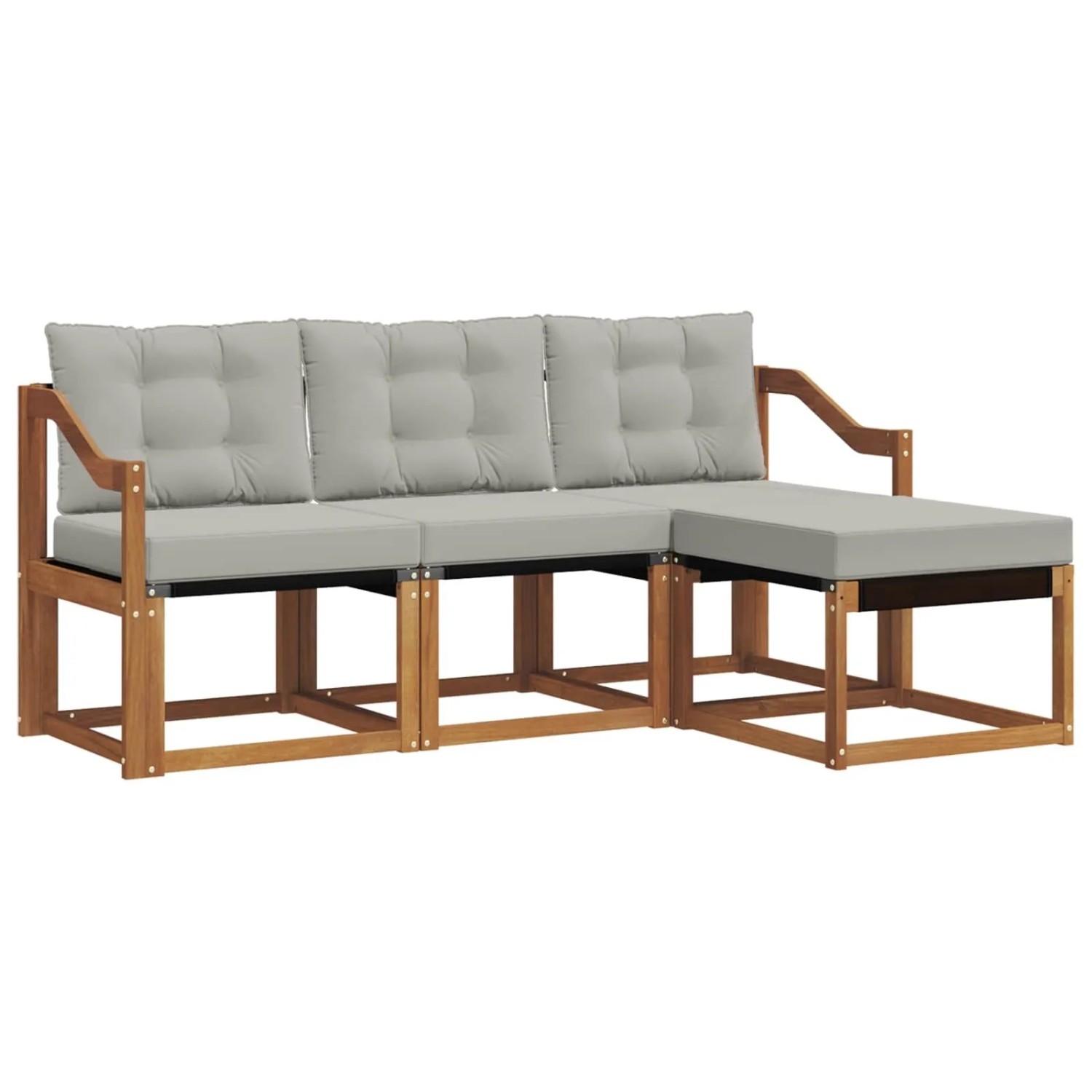 vidaXL Outdoor-Sofagarnitur mit Kissen 4-Tlg Natur und Hellgrau 3368554