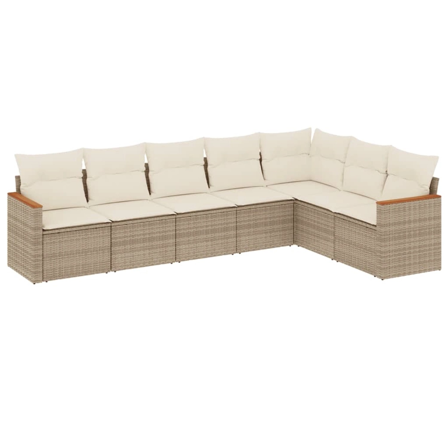 vidaXL 7-Tlg Garten-Sofagarnitur mit Kissen Beige Poly Rattan 3226030 günstig online kaufen