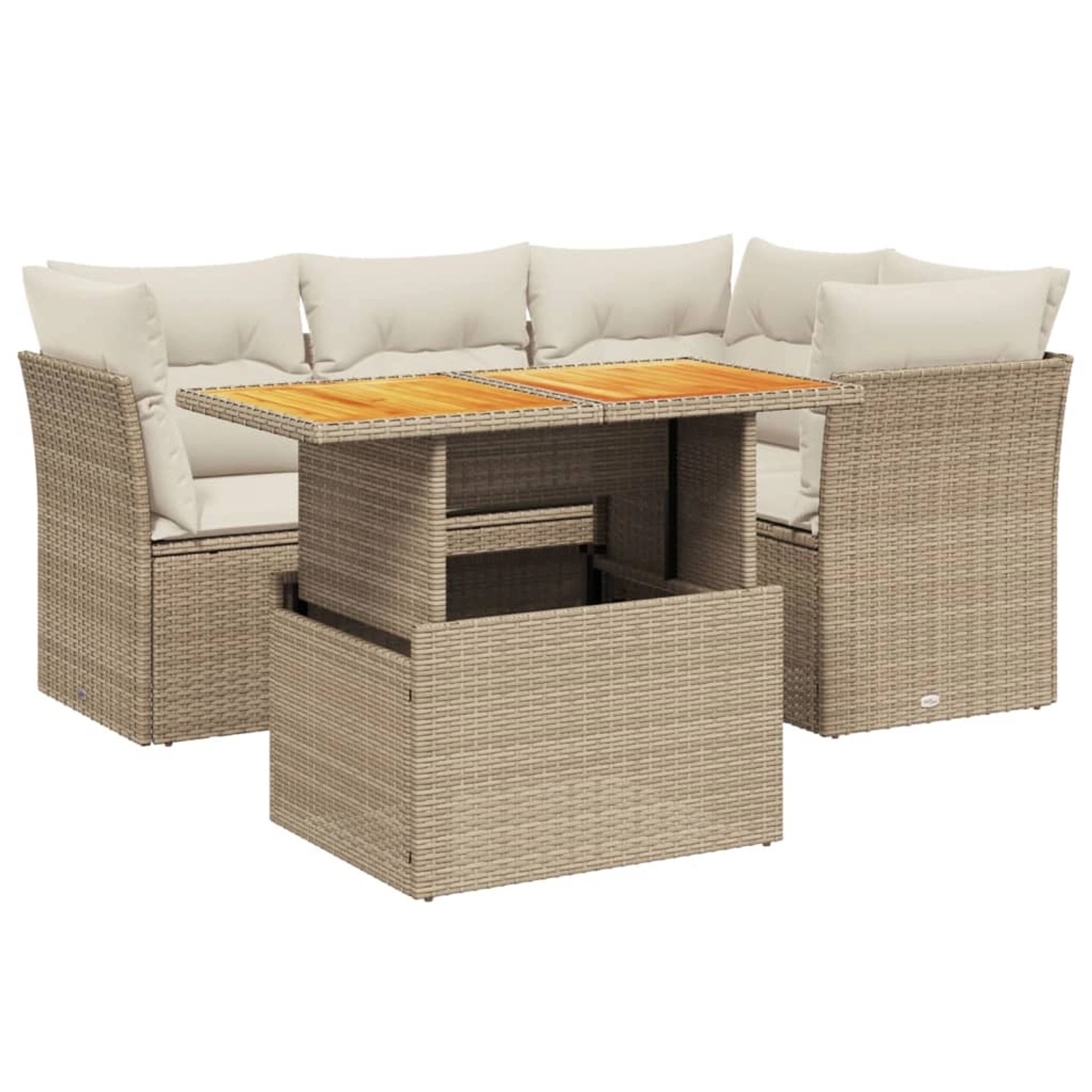 vidaXL 5-Tlg Garten-Sofagarnitur mit Kissen Beige Poly Rattan 3270813 günstig online kaufen