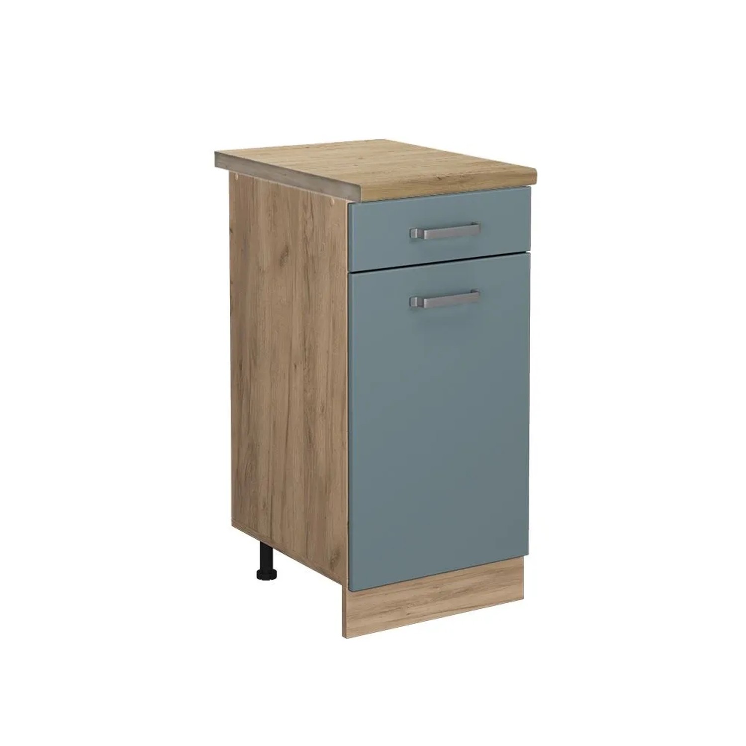 Vicco Küchenunterschrank R-Line Blau-Grau Goldkraft Eiche 40 cm AP Eiche