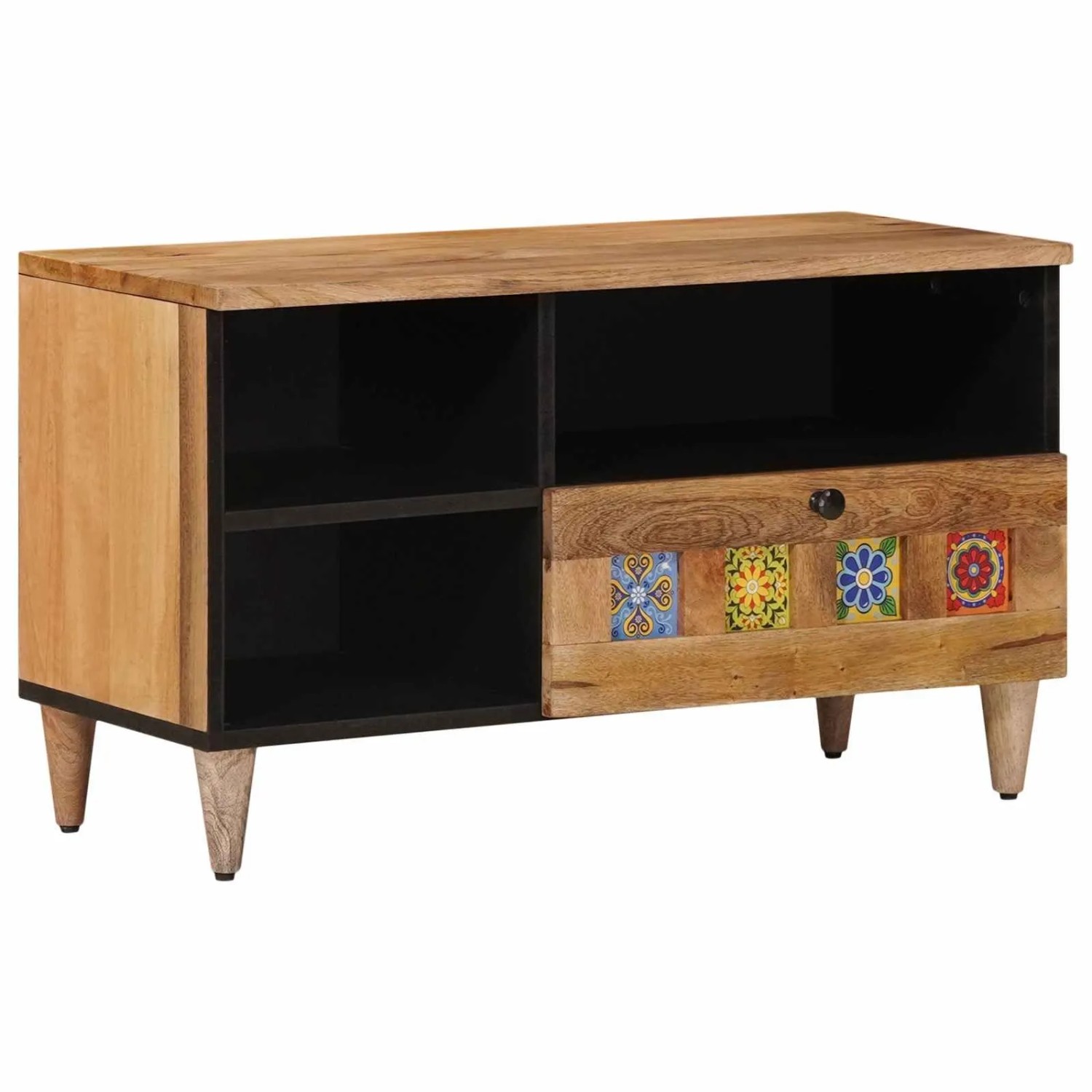 vidaXL TV-Schränk mit Regal Natur 80 x 33,5 x 46 cm Massivholz Mango 4018277